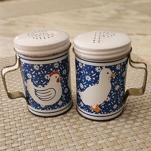 Vintage Blue and White Chicken/Duck S+P Shakers
